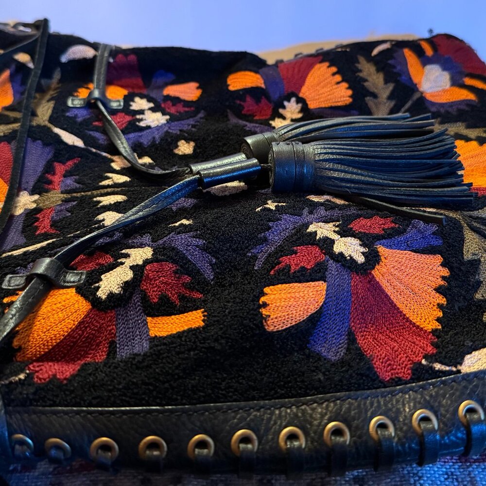 Rebecca Minkoff Floral Embroidered Black Crossbody Bag